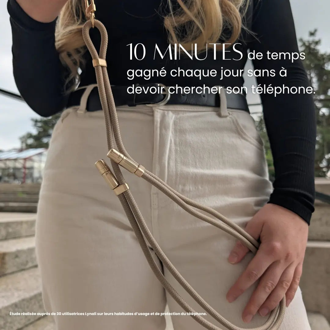 Iséa – Lanière de téléphone élégante avec câble USB-C intégré