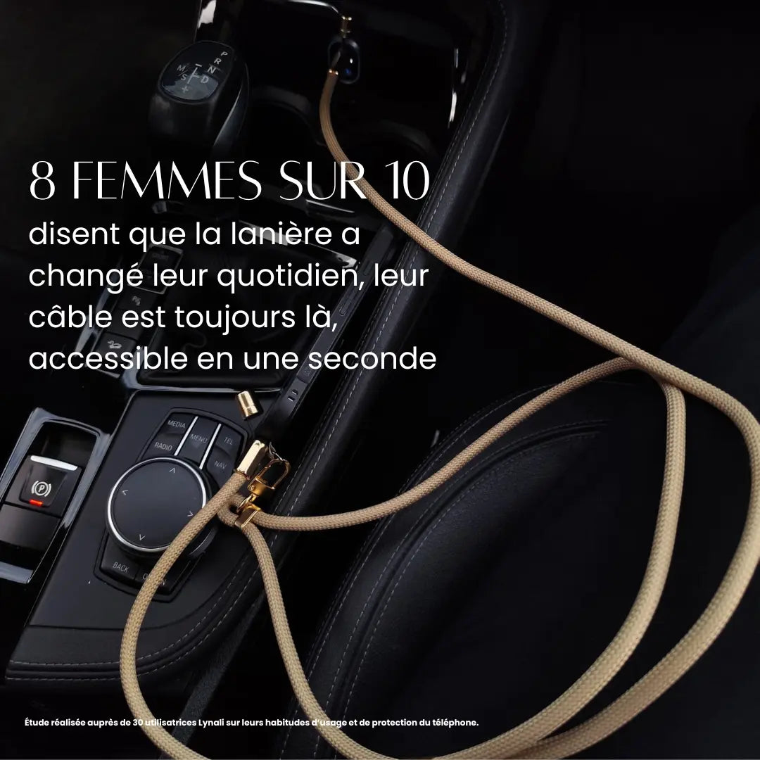 Iséa – Lanière de téléphone élégante avec câble USB-C intégré
